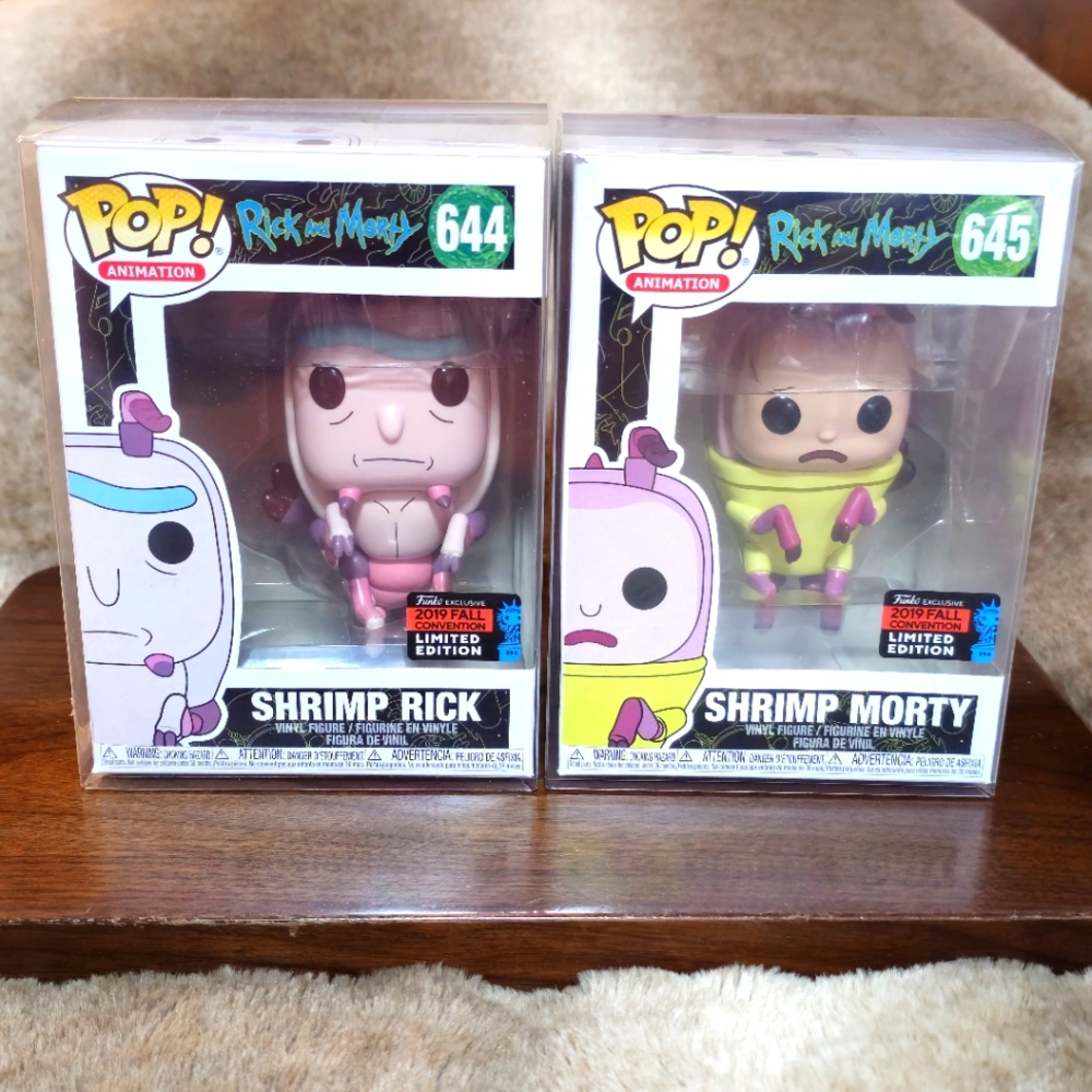 FUNKO POP! ANIMATION BUNDLE - Shrimp Rick #644 and Shrimp Morty #645 - NYCC LE